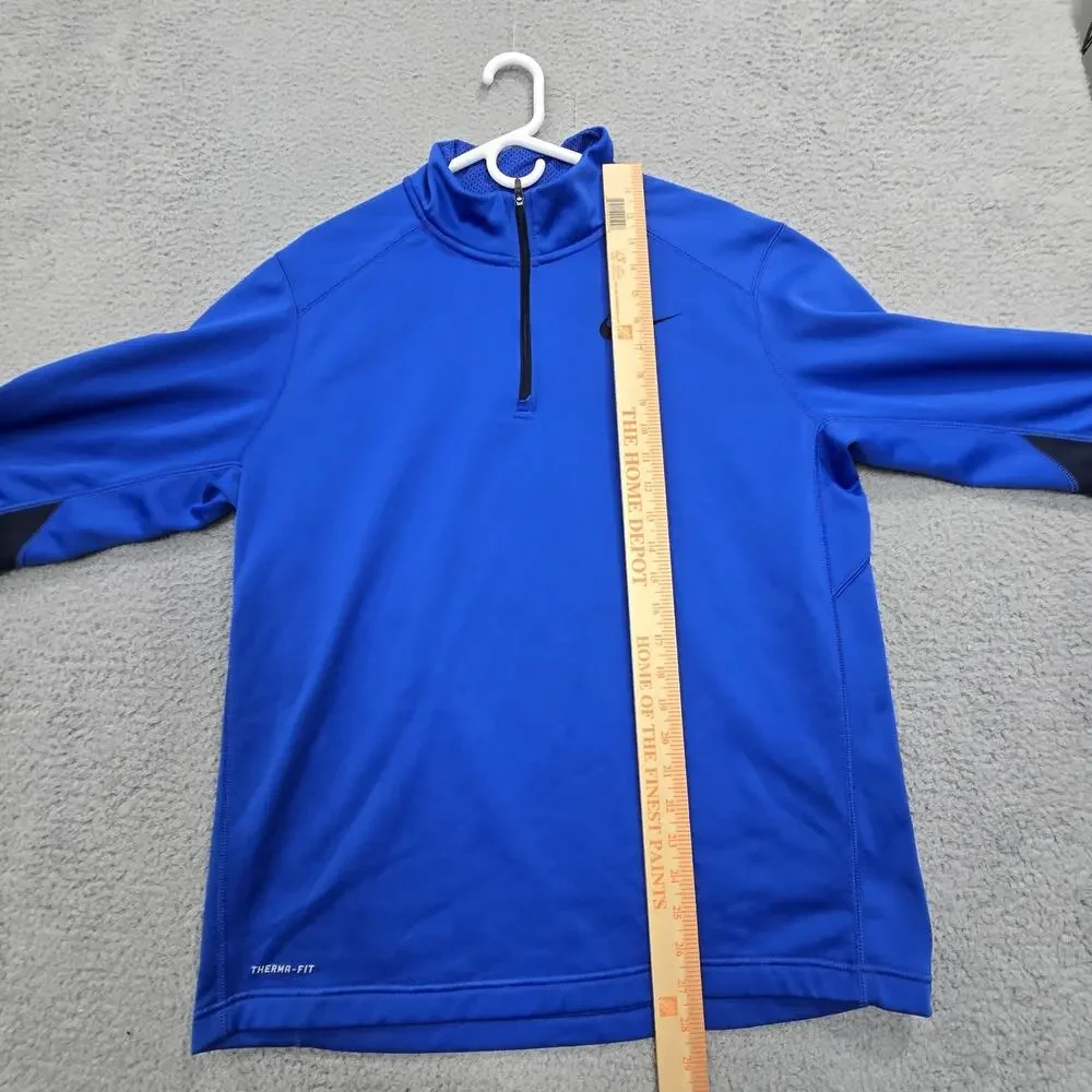 NIKE Pullover Sweatshirt Mens Extra Large Therma Fit Blue 1/4 Zip 715199-480 EUC